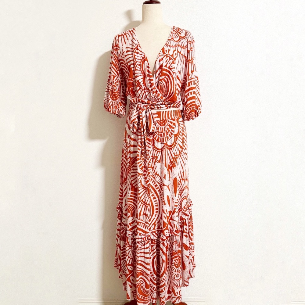 Anthro Bohdi Boho Wrap Top and Midi Skirt M/L - Picture 2 of 15